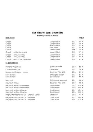 La Carte Des Vins Restaurant Gastronomique