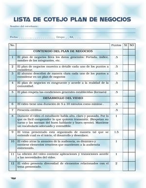 Lista De Cotejo Extraordinarios 6a