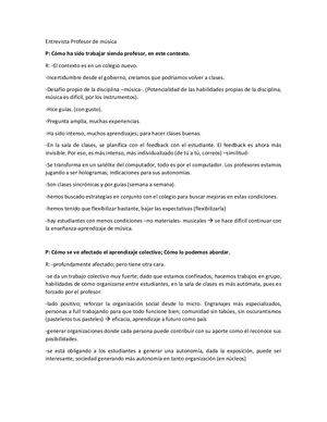Entrevista Profesor De Música