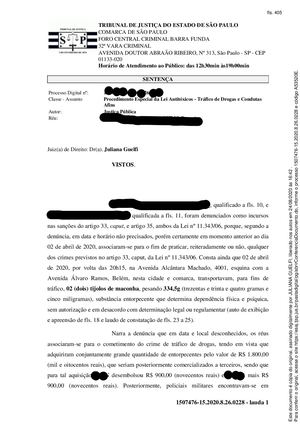 Tráfico De Drogas Sentença Alvará De Soltura