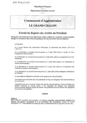 Arrêtés délégation de Fonctions et de signature aux Conseillers Communautaires Délégués