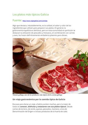 Los Platos Más Típicos Galicia