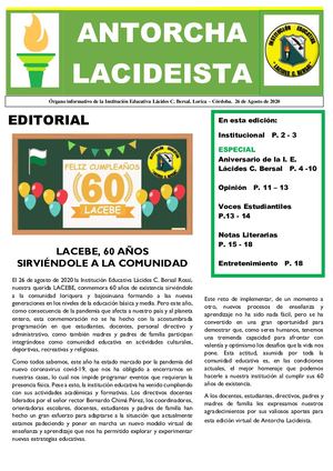 Periódico Escolar Antorcha Lacideista Agosto 2020