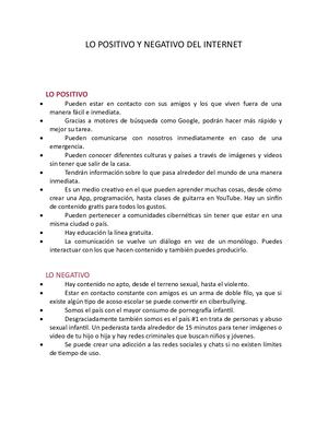 Lo Positivo Y Negativo Del Internet