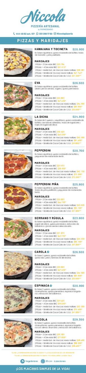 Carta Niccola Pizzería By Parmessano