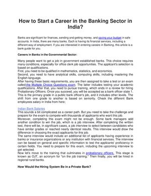 How To Start A Career In The Banking Sector In India Converted