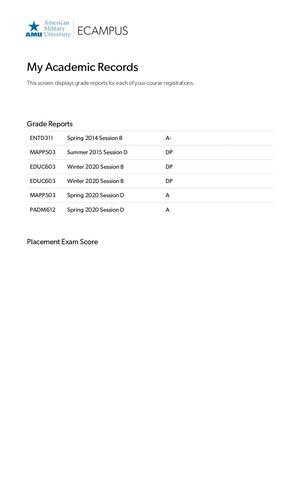 American Public University Graduate Transcripts Of Deepak Singh
