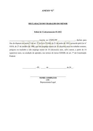 9 - ANEXO E - DECLARACAO SOBRE TRABALHO DO MENOR