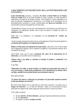 Acción Pedagógica De Santa Paula Frassinetti