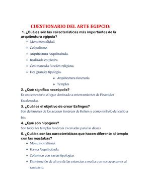 Cuestionario Del Arte Egipcio