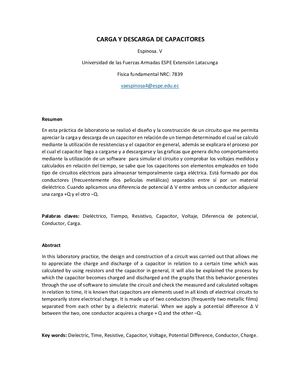 Informe Carga Y Descarga De Capacitores Victor Espinosa