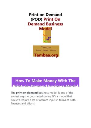 Tambaa Print On Demand Free Training