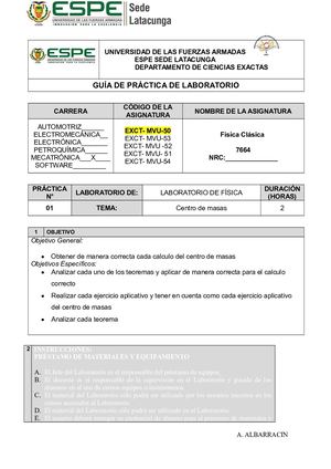 Universidad De Las Fuerzas Armada Ejercicios Centro De Masas Espe