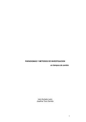 Hurtado Paradigmas Y Metodo En Tiempo De Cambio