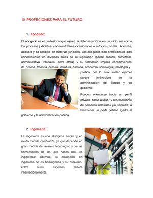 tarea del 24 al 28, 10 Profeciones Para El Futuro