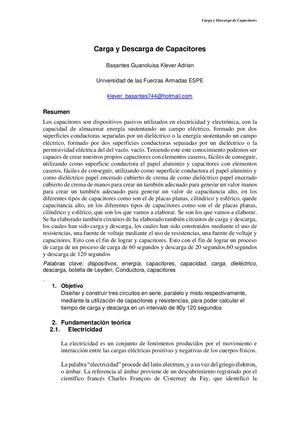 Carga Y Descarga De Capacitores