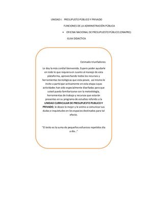 Unidad I Presupuesto Publico Y Privado Y Funciones De La Administración Pública Copia