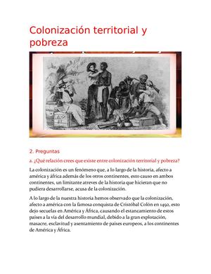Colonización Territorial Y Pobreza
