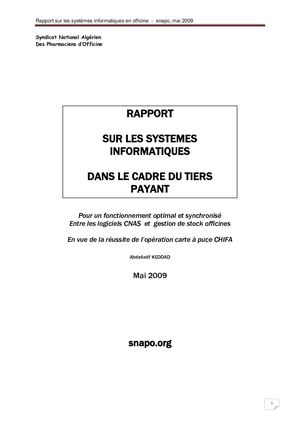 Cnas rapport sur le système CHIFA SNAPO 2009