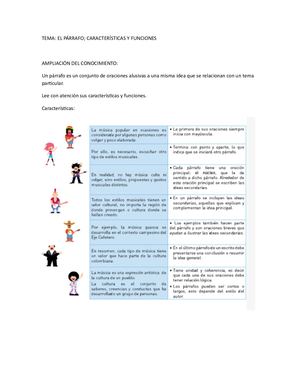 El Párrafo; Características Y Funciones