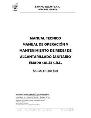 Manual Técnico Mantenimiento Alcantarillado 2020