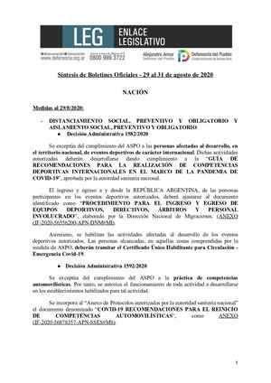 Actualización Normativa 29 Al 31 De Agosto 2020