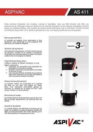 Documentation aspirateur centralisé Aspivac AS411