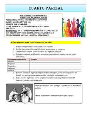 Actividades, Séptimo, Semana 1, Iv Parcial
