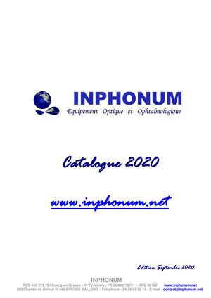 Inphonum Catalogue Optique 2020