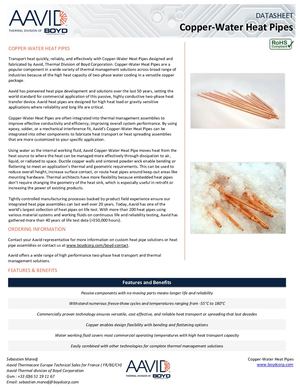 Aavid Boyd Copper Water Heat Pipes Datasheet PDF