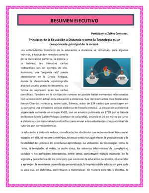 Resumen Ejecutivo La Educación A Distancia