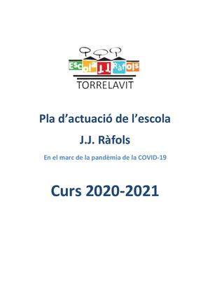 Pla D'actuació Escola Jj Ràfols Curs 2020 21 Actualitzat