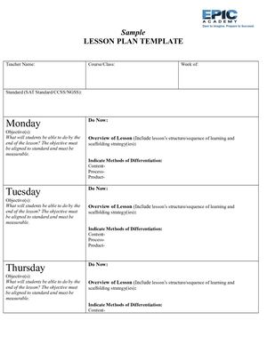 Sample Lesson Plan Template
