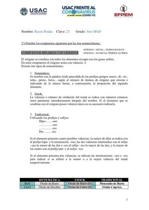 Hoja De Trabajo Quimica 1