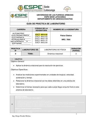 Guía De Laboratorio 8 Dinámica Rotacional