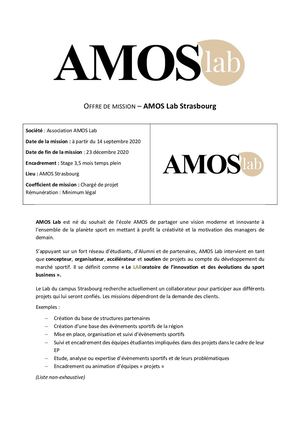 [B3 PGE] Amos Lab Strasbourg - Stage Chargé de projet