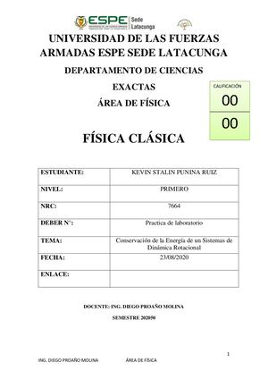 Conservación De La Energía De Un Sistemas De Dinámica Rotacional