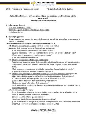 Aplicación Del Método Enfoque Praxeológico A Un Proceso De Crónica - Ver