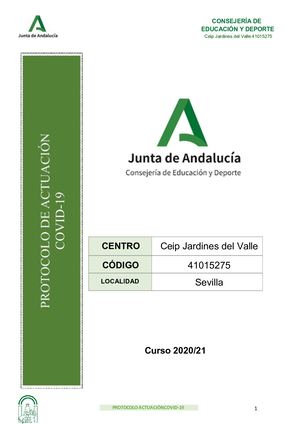 Protocolo Covid 19 CEIP Jardines del Valle