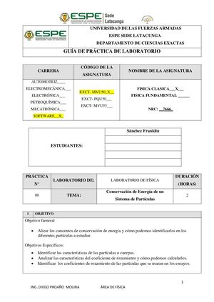 Conservación De Energía De Un Sistema De Partículas