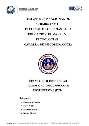 11 Planificación Curricular Institucional Pci