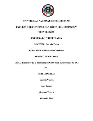 Planificación Curricular Institucional Del Pci Parte 1