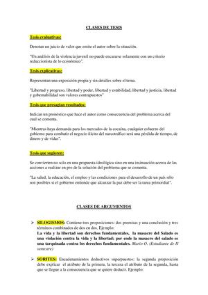 Clases De Tesis Y Argumentos