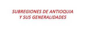 Subregiones De Antioquia