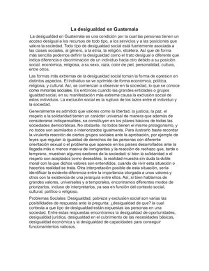 La Desigualdad En Guatemala