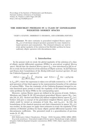 The Dirichlet problem in a class of generalized weighted Morrey spaces