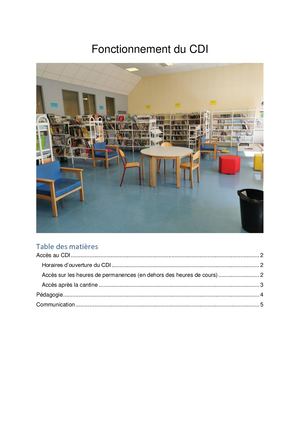 Fonctionnement du Cdi - Clg Pablo Picasso - Montesson