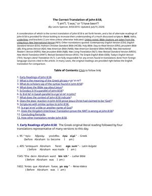 The correct translation of John 8:58, "I am," "I was," or "I have been"?