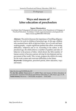 Calaméo - Ways and means of labor education of preschoolers