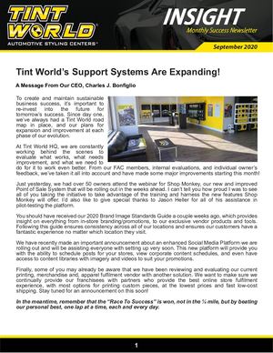 Insight Monthly Success Newsletter - September 2020 | Tint World®